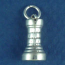 Chess Piece Rook 3D Sterling Silver Charm Pendant