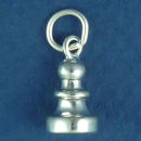 Chess Piece Pawn 3D Sterling Silver Charm Pendant