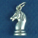 Chess Piece Knight 3D Sterling Silver Charm Pendant