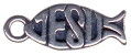 Religious Christian Fish Ichthus with Word Phrase Jesus Sterling Silver Charm Pendant