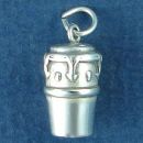 Musical Insturment Conga Drum 3D Sterling Silver Charm Pendant