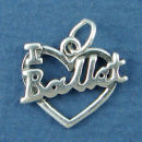 Ballet I Love Words in Cutout Heart Sterling Silver Charm Pendant