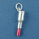 Lipstick Charm Sterling Silver Pendant with Red Enamel