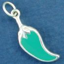 Jalapeno Green Chile Pepper with Double Sided Enamel Sterling Silver Charm Pendant