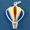 Hot Air Balloon Sterling Silver Double Sided Multi Color Enamel Charm Pendant