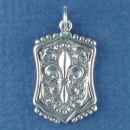 Fleur de Lis Sheld Sterling Silver Charm Pendant