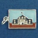 Texas Post Card Sterling Silver Charm of The Alamo Enamel Pendant