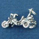 Motorcycle Chopper Trike 3D Sterling Silver Charm Pendant
