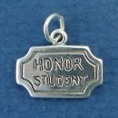 School Honor Student Word Phrase on a Sterling Silver Plaque Charm Pendant