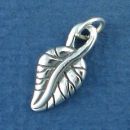 Leaf 3D Sterling Silver Charm Pendant