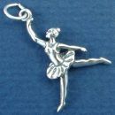 Ballerina Dancing Sterling Silver 3D Charm Pendant