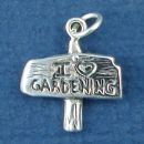 Gardening, I Heart Love Sign Sterling Silver Charm Pendant