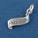 Banner with Word Phrase Freedom Sterling Silver Charm Pendant