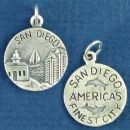 Tour: San Diego America's Finest City Double Sided Sterling Silver Charm Disk Pendant