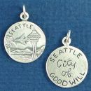 Tour: Seattle City of Good Will Double Sided Sterling Silver Charm Disk Pendant