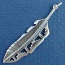 Feather for American Indian Designs 3D Sterling Silver Indian Charm Pendant