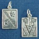Veternarian Text Book with Symbol and Dog Paws 3D Sterling Silver Charm Pendant