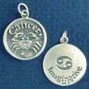 Zodiac Cancer Disk with Word Phrase Imaginative Sterling Silver Charm Pendant
