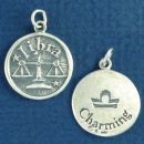 Zodiac Libra Disk with Word Phrase Charming Sterling Silver Charm Pendant