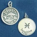 Zodiac Pisces Disk with Word Phrase Intuitive Sterling Silver Charm Pendant