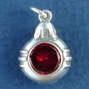 Christmas Ornament with Red CZ Sterling Silver Charm Pendant