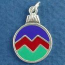 Christmas Ornament with Purple, Red and Green Enamel Sterling Silver Charm Pendant