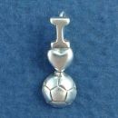 Soccer I Heart Love Sterling Silver Charm Pendant
