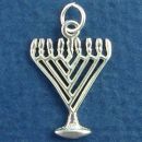 Jewish Menorah Candles Sterling Silver Charm Pendant