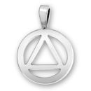 AA Unity Triangle Symbol Sterling Silver Pendant