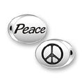 Inspiration Message Word Beads: Peace with Peace Sign Design Sterling Silver Charm