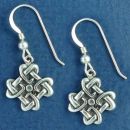 Celtic Knot Cross Design Sterling Silver Earrings French Wire Small