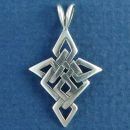 Celtic Cross Diamond Knot Design Sterling Silver Pendant Medium