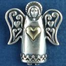 Angel with 14k Gold Heart and Open Wings Design Sterling Silver Pendant Medium