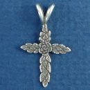 Rose Inspired Christain Cross Sterling Silver Pendant