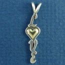 Love Word Phrase with 14k Gold Heart Sterling Silver Pendant
