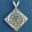 Celtic Design on Diamond Shield Sterling Silver Pendant Medium