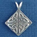 Celtic Knot Design on Diamond Shield Sterling Silver Pendant Medium