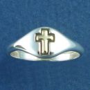 14K Gold Cross of Christ Christian Sterling Silver Ring