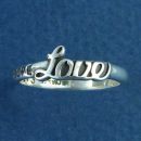 "Love" Message Ring with Faith and Hope on Shank Sterling Silver Christian Ring