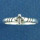 Small Cross on Decretive Band Sterling Silver Ring