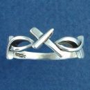 Religious Christian Fish Ichthus and Cross Sterling Silver Ring