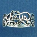 Religious Christian Sterling Silver Ring with Lace Hearts and Jesus