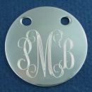 Round 38-mm Engravable Disk Sterling Silver Pendant with Double Holes for Cord or Chain