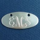 Oval Horizontal 20-mm by 42-mm Engravable Disk Sterling Silver Pendant with Double Holes for Cord or Chain