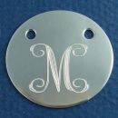 Round 32-mm Engravable Disk Sterling Silver Pendant with Double Holes for Cord or Chain