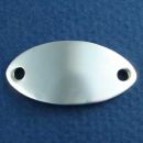Oval 17-mm by 35-mm Engravable Sterling Silver ID Plate with Double Holes for Necklace or Bracelet