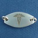 Oval 18-mm by 34-mm Engravable Sterling Silver Medical Identification Plate with Double Jumprings for Necklace or Bracelet