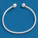 Sterling Silver Bracelet Cuff with 8-mm Removable Bead Charm Bracelet 7 Inch