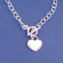 Heart Medium Engraved Sterling Silver Toggle Necklace 18" Personalized Gift