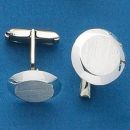 Round Sterling Silver Cuff Link with Brush Finish